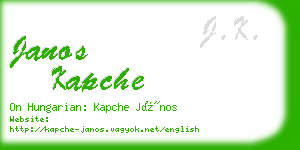 janos kapche business card